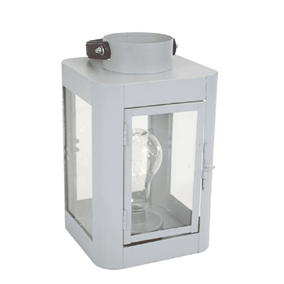 Grey Metal Lantern Light with Retro Bulb and Warm White Micro LED's