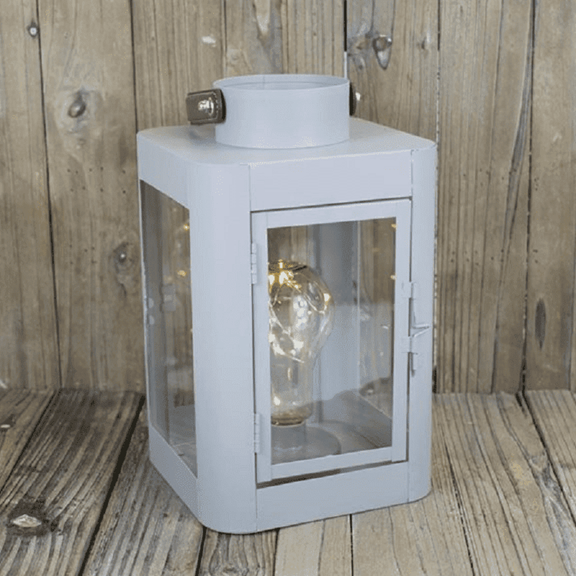 additional image for Grey Metal Lantern Light with Retro Bulb and Warm White Micro LED's