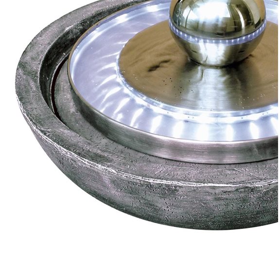 additional image for Kolkata Stainless Steel LED Lit Water Feature