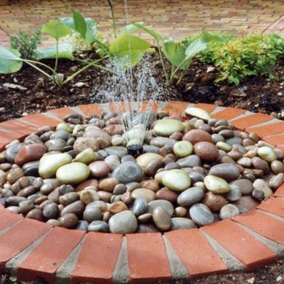 Solar Powered Pebble Fountain Water Feature Kit with LED Light