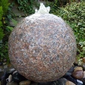 35cm Pink Granite Drilled Flamed Surface Sphere Water Feature Kit
