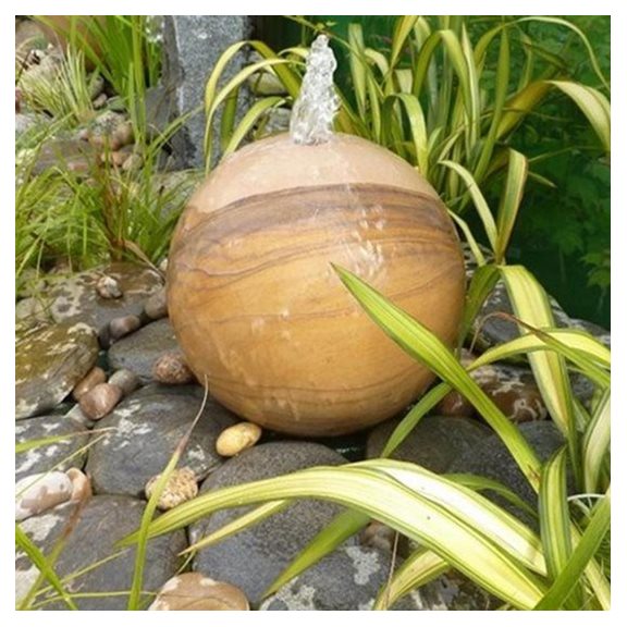 additional image for 30cm Rainbow Sandstone Drilled Sphere Water Feature Kit
