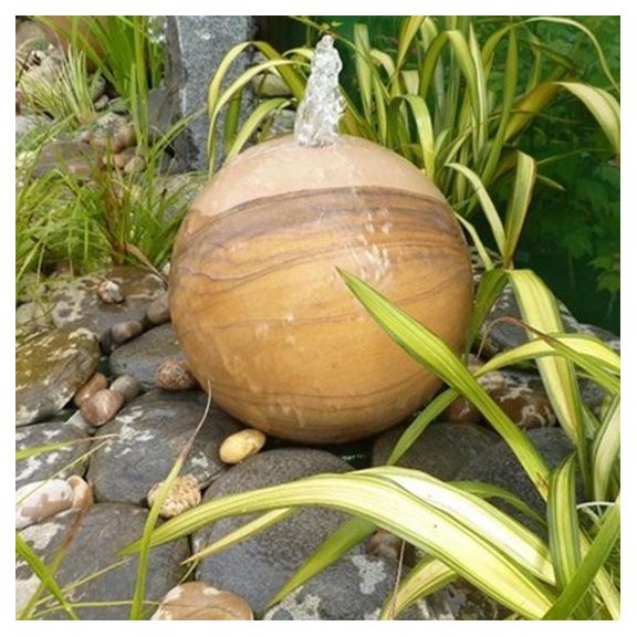 30cm Rainbow Sandstone Drilled Sphere Water Feature Kit