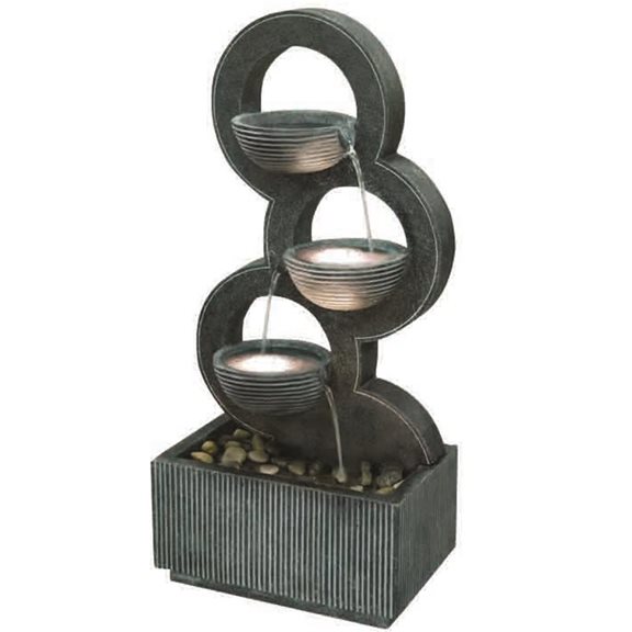 additional image for Stacked Circular Bowls Modern Lit Water Feature