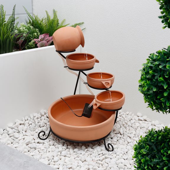 additional image for Solar Cascading Terracotta Pots Water Feature