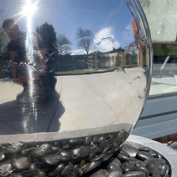 additional image for Solar Powered Stainless Steel Sphere in Bowl Water Feature