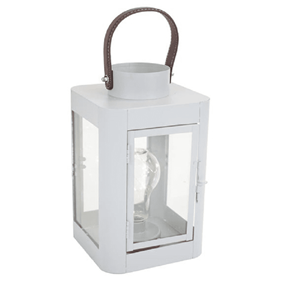 White Metal Lantern Light with Retro Bulb and Warm White Micro LED's
