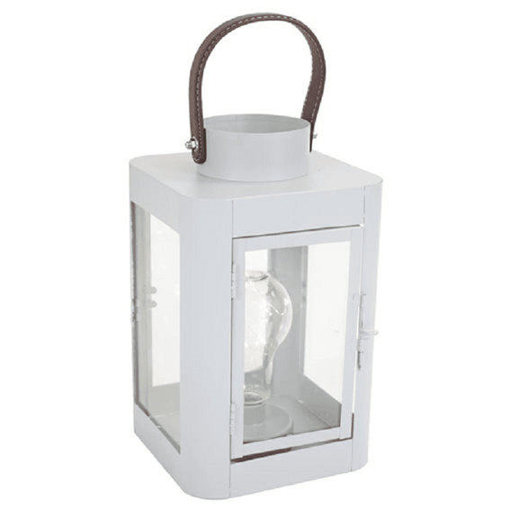 additional image for White Metal Lantern Light with Retro Bulb and Warm White Micro LED's